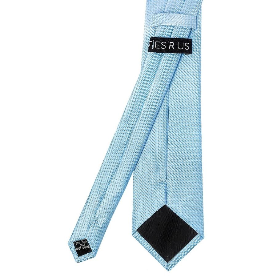 Dusty Blue Textured Classic Tie and Pocket Square Set