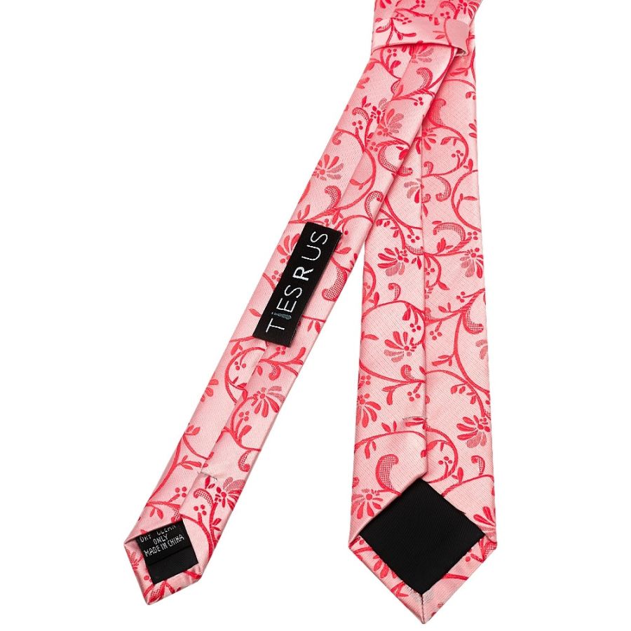Bright Red Floral Skinny Men's Tie