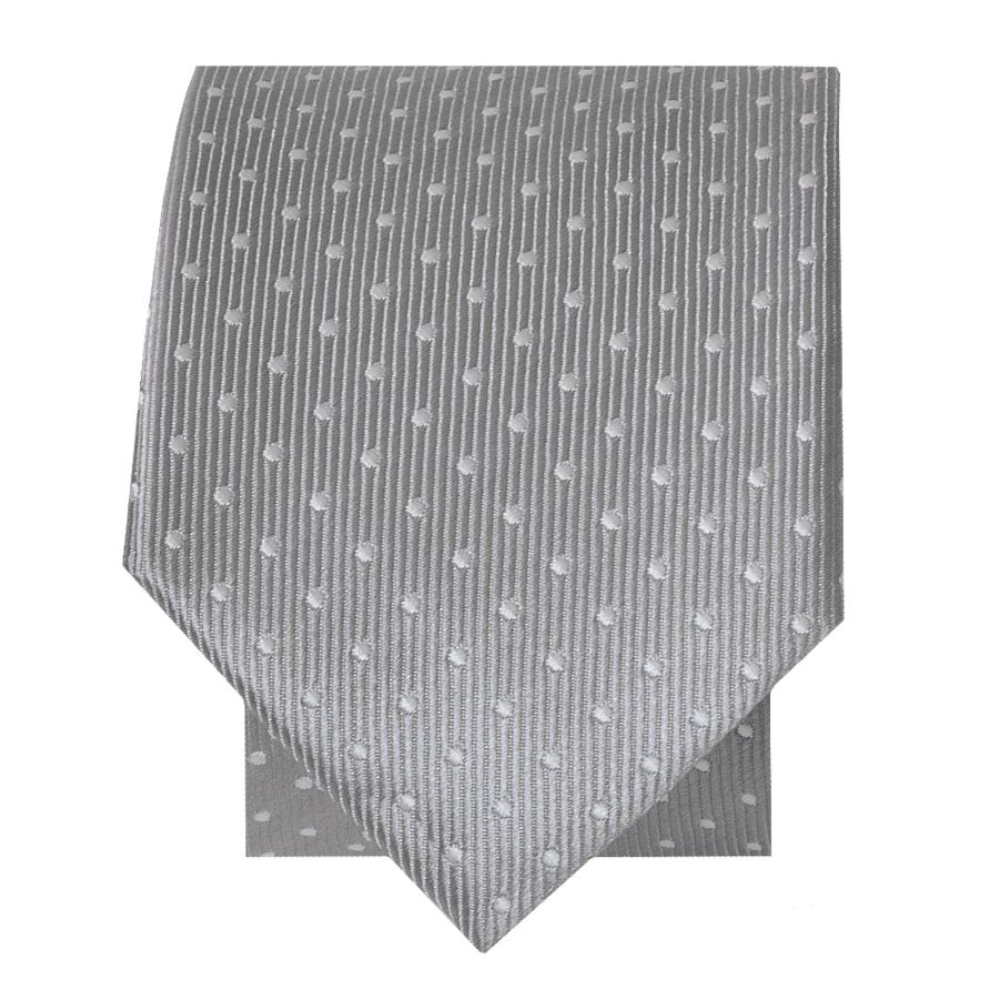 Silver and White Polka Dot Skinny Boys Tie