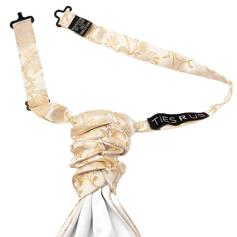 Caramel Floral Men's Cravat Tie and Pocket Square Set