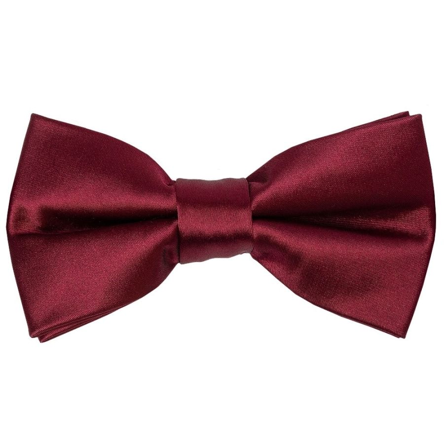 Pre Tied Burgundy Satin Boys Bow Tie Age 4-7