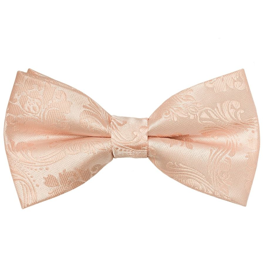 Pre Tied Light Peach Paisley Boys Bow Tie Age 4-7