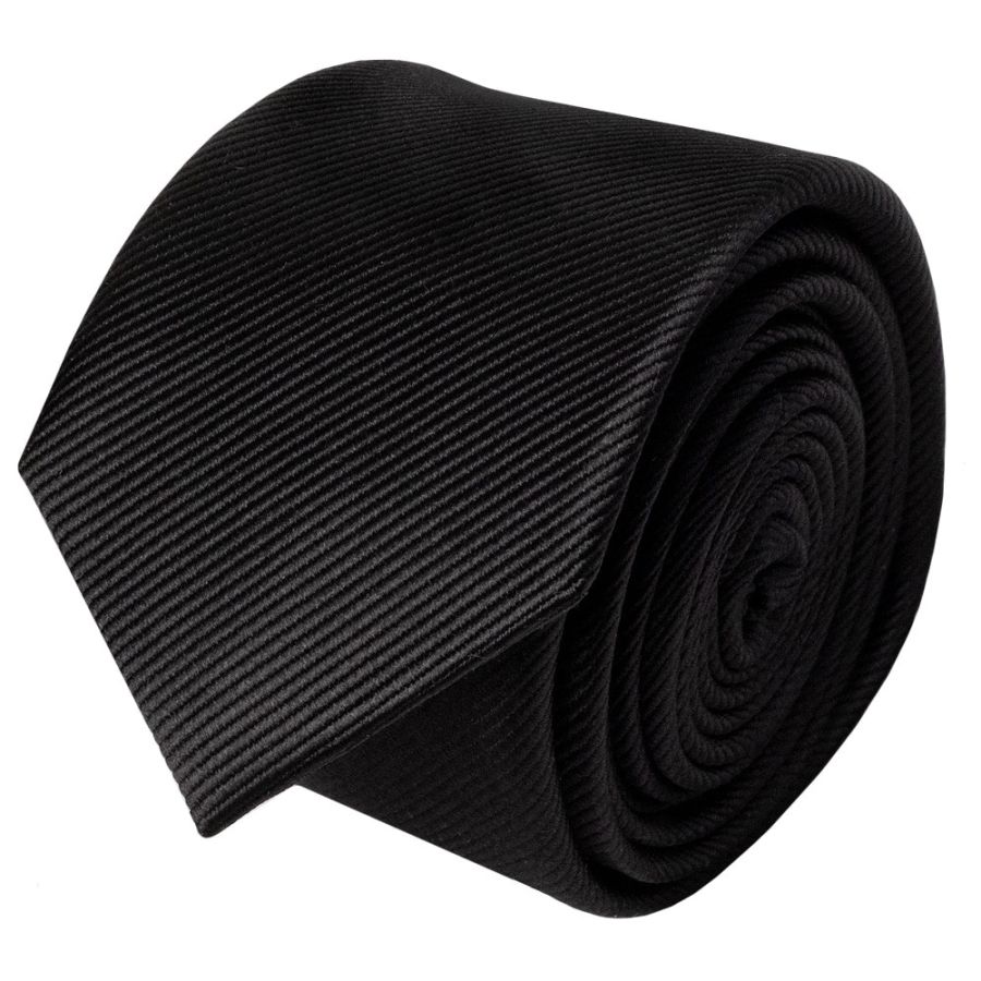 Black Silk Twill Skinny Mens Tie and Pocket Square Set