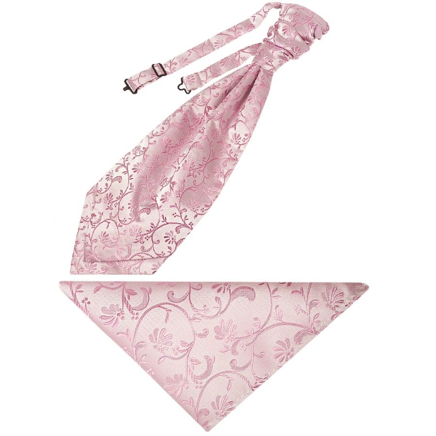 Dusty Pink Floral Men's Cravat Tie and Pocket Square Set