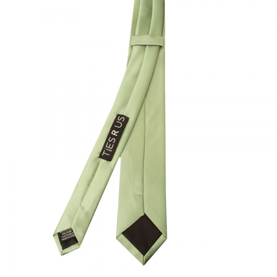 Plain Sage Green Satin Skinny Boys Tie