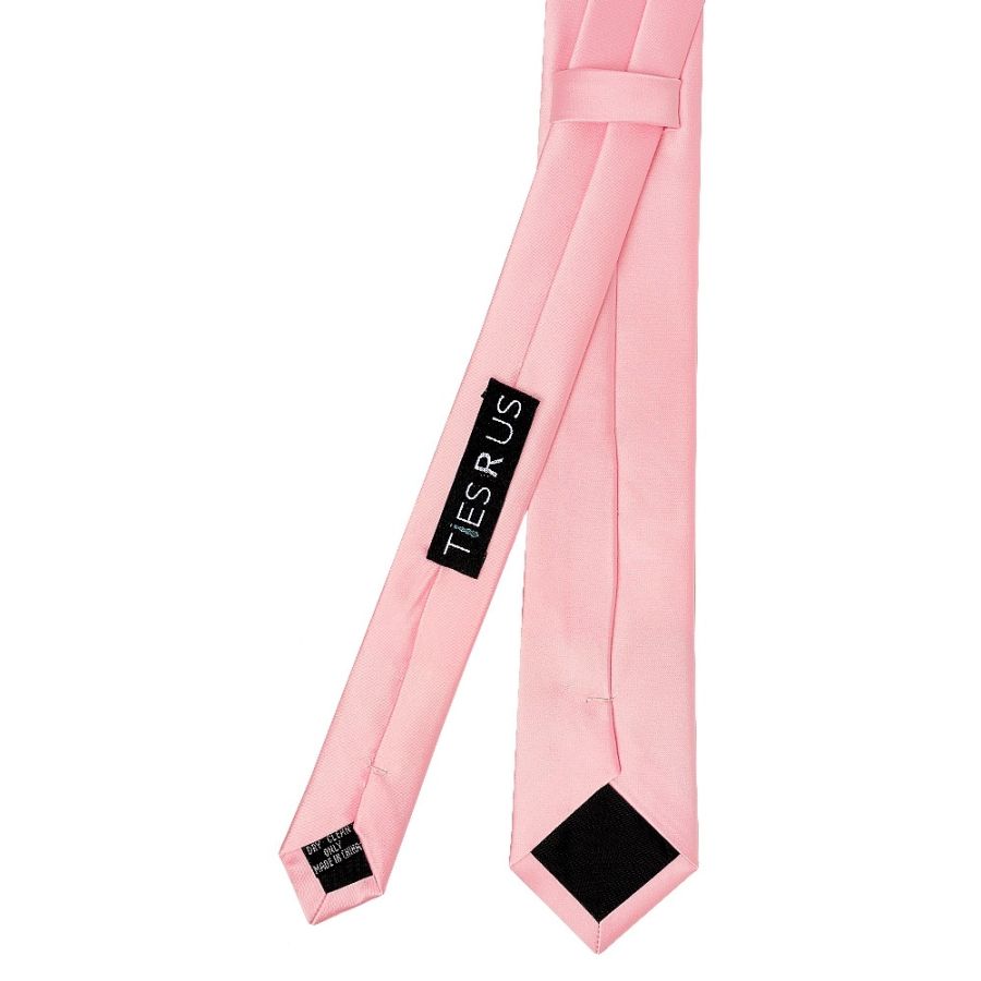 Plain Pink Satin Boys Tie and Pocket Square Set