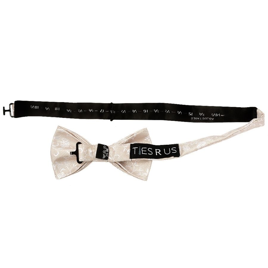 Champagne and White Floral Handmade Mens Bow Tie