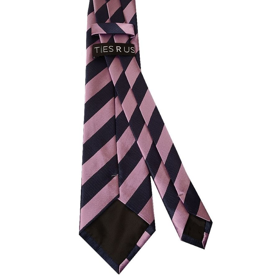 Navy and Lilac Striped Classic Men's Tie and Pocket Square Set