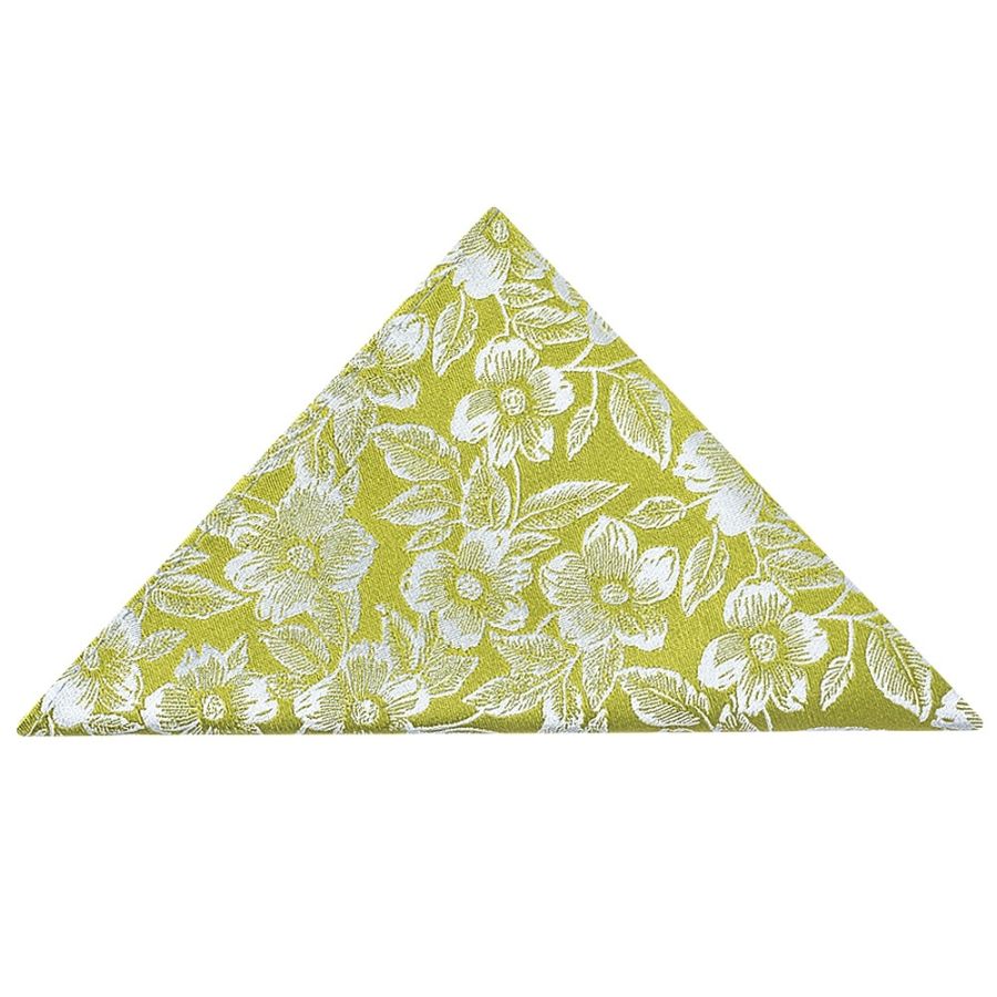 Green Floral Silk Pocket Square
