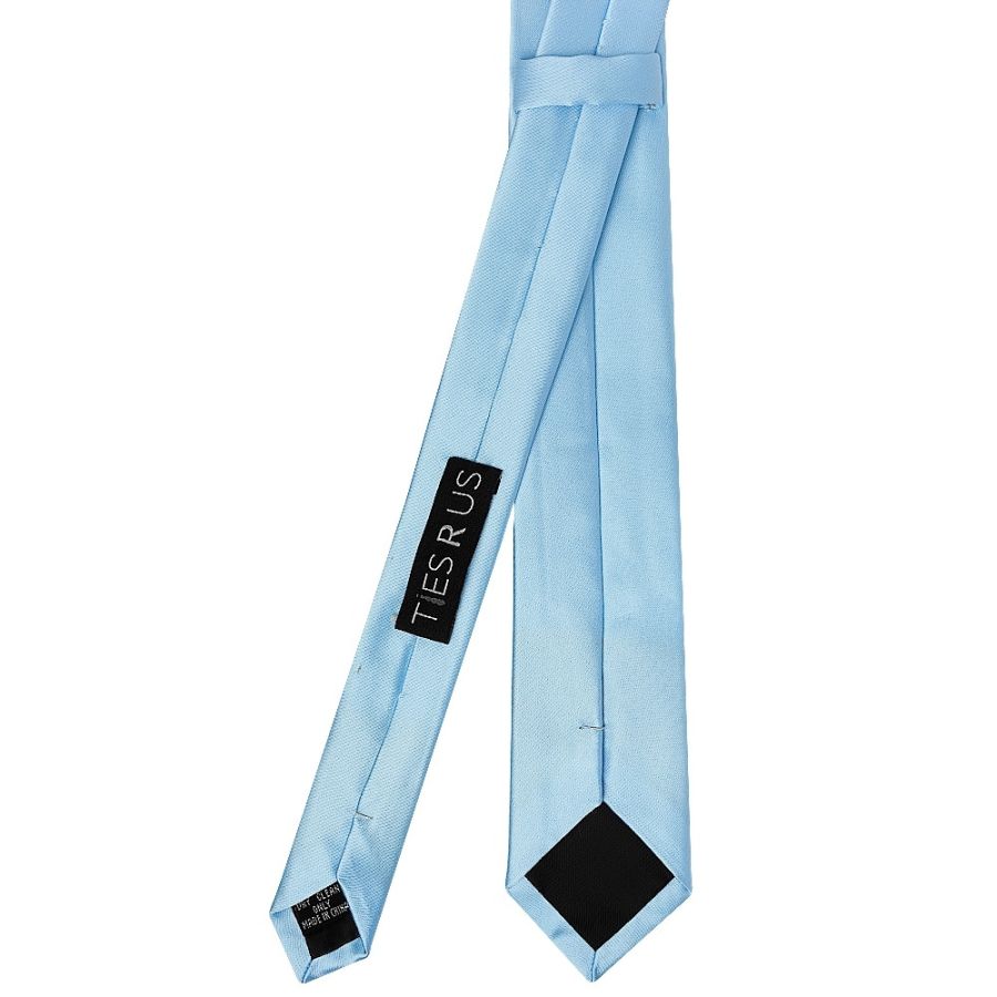 Plain Sky Blue Satin Skinny Boys Tie