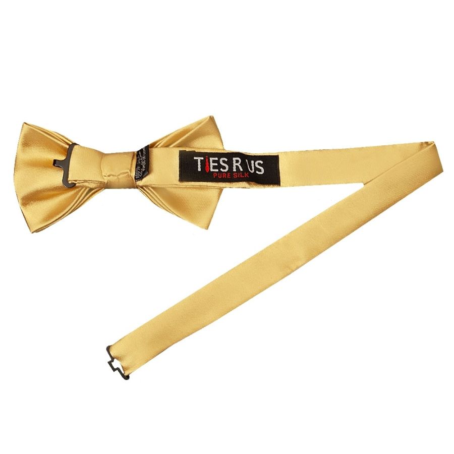 Plain Caramel Satin Silk Mens Bow Tie