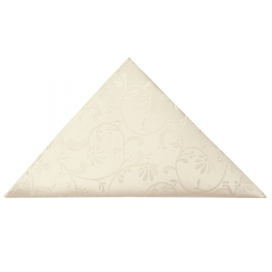 Ivory Floral Handmade Mens Bow Tie and Pocket Square Set