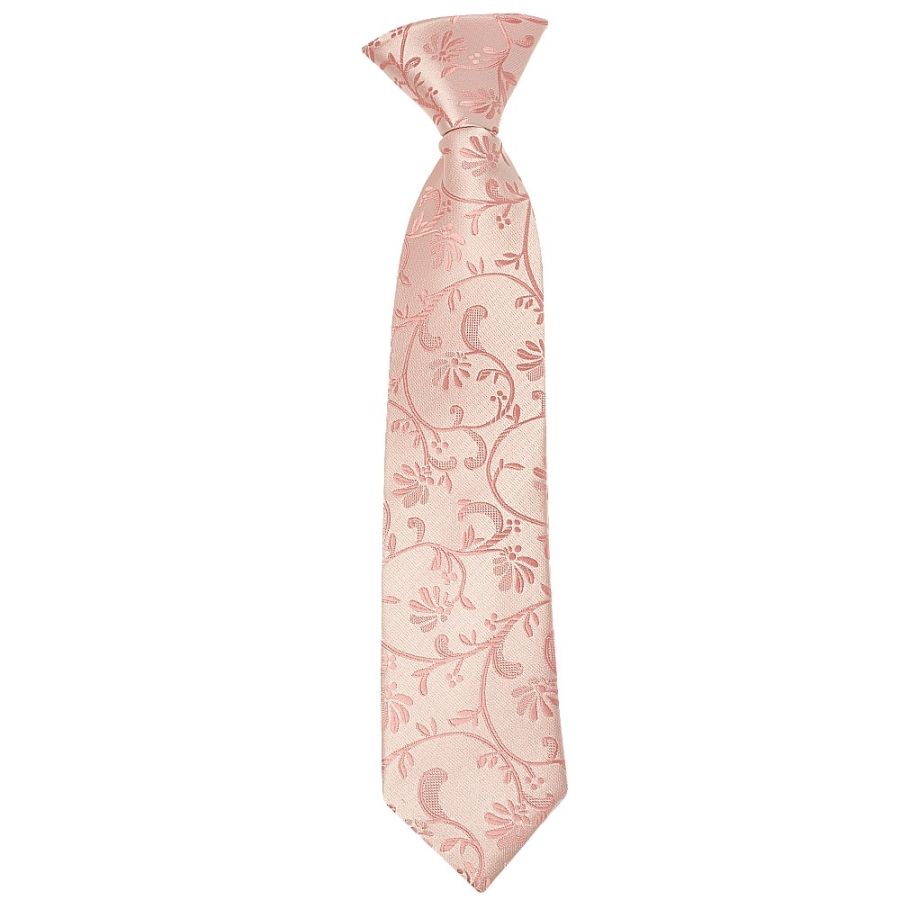 Pre Tied Rose Gold Floral Boys Tie Age 4-7