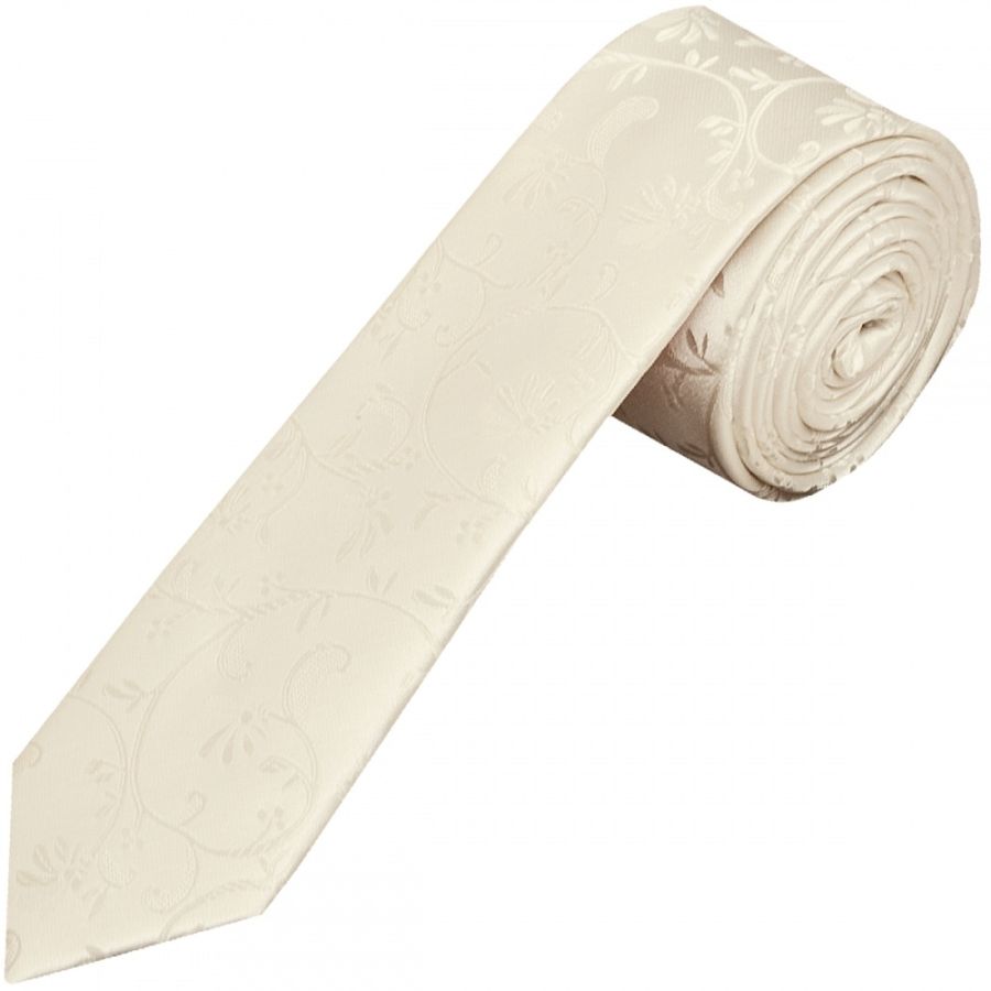 Ivory Floral Skinny Boys Tie