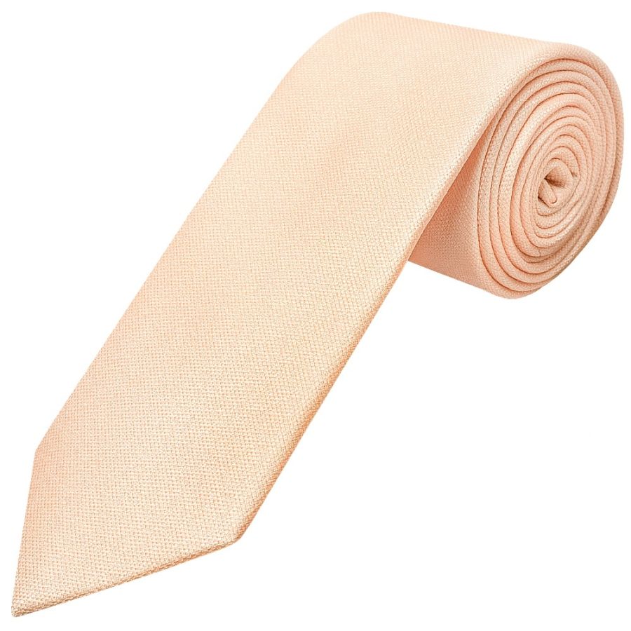 Classic Peach Mens Tie with Pocket Square and Lapel Pin Set