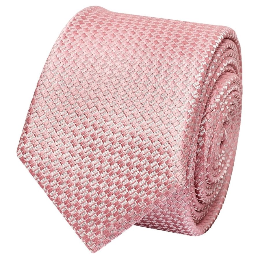 Rose Gold Textured Skinny Tie and Pocket Square Set