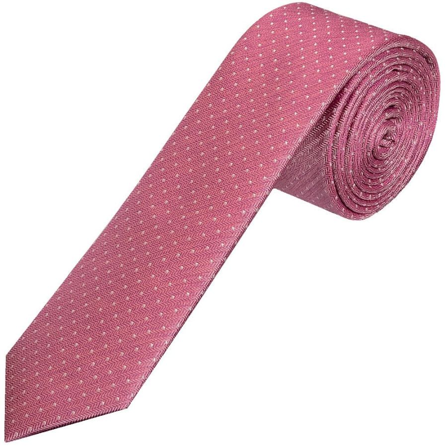 Pink Polka Dot Skinny Men's Silk Tie