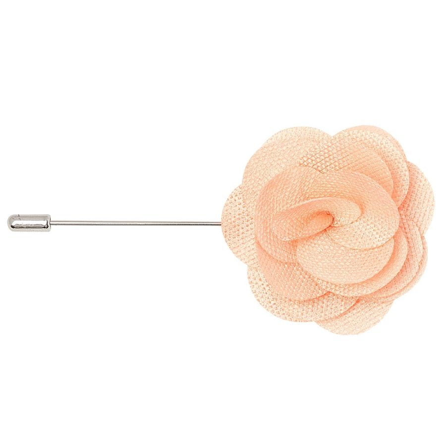 Classic Peach Mens Tie with Pocket Square and Lapel Pin Set