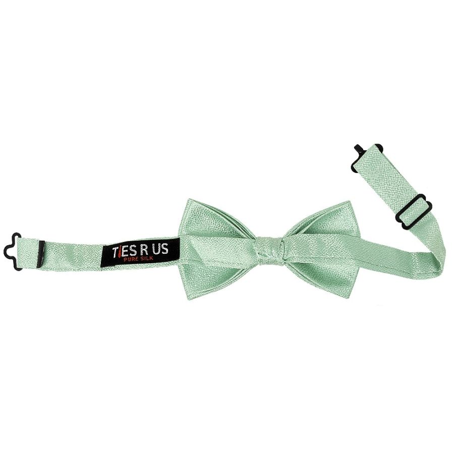Pre Tied Green Textured Silk Boys Bow Tie Age 4-7