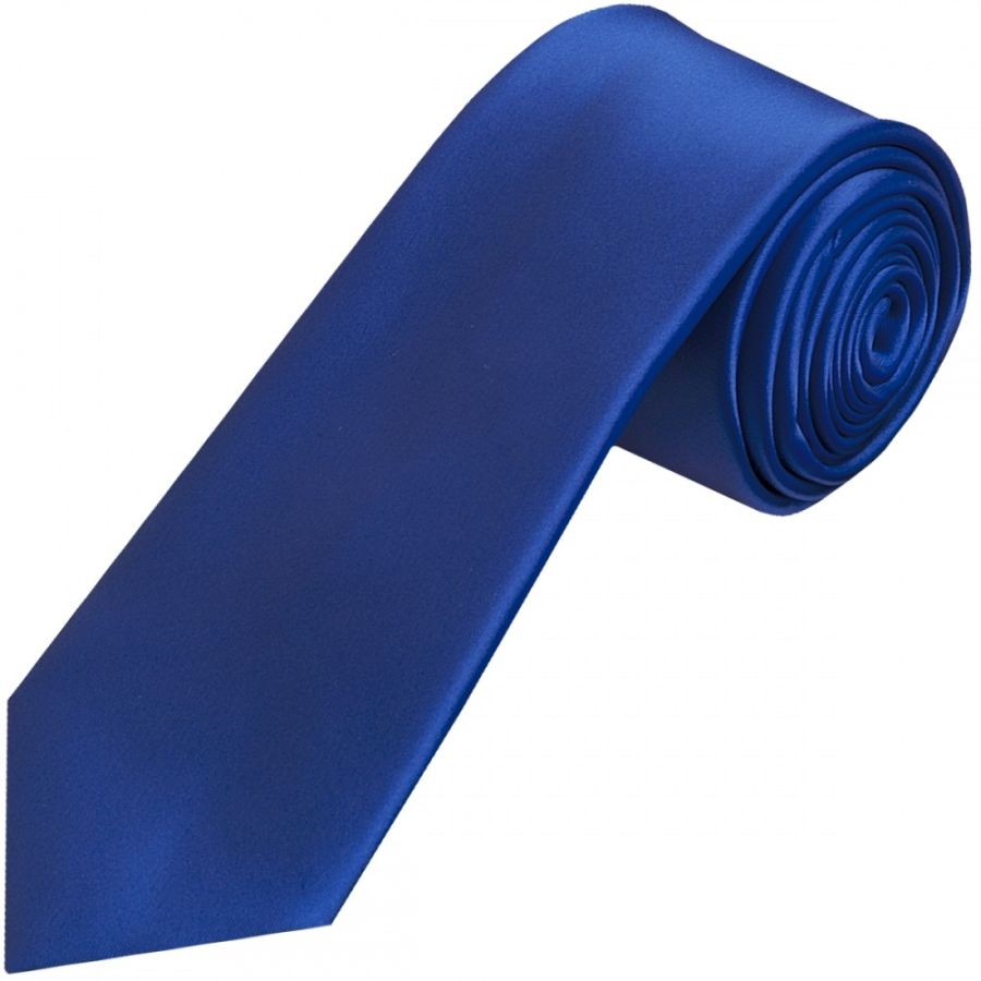 Plain Royal Blue Satin Classic Men's Tie and Pocket Square Set
