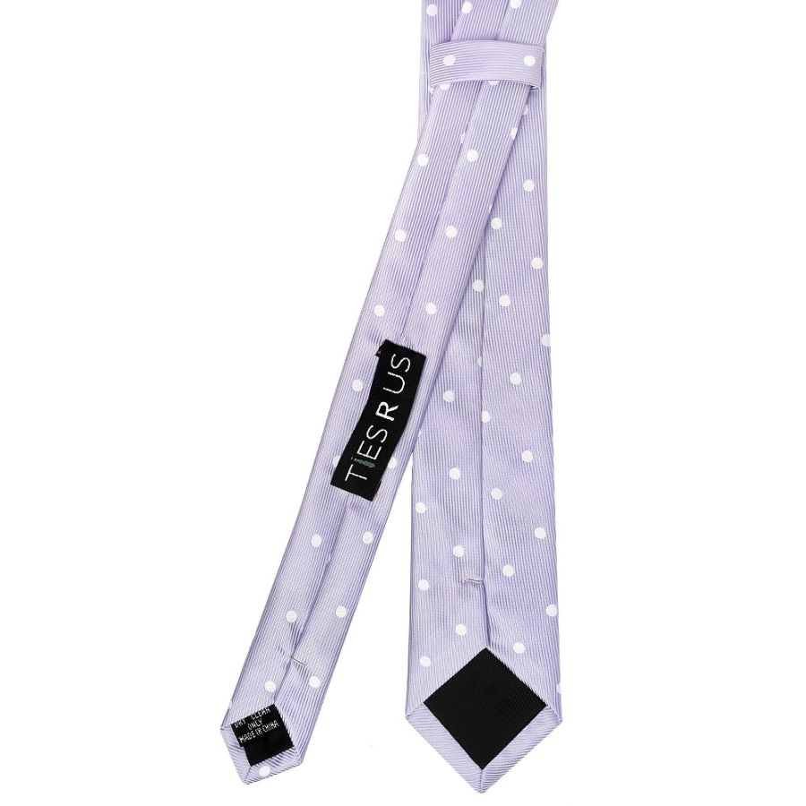 Lilac Large White Spot Skinny Men's Tie
