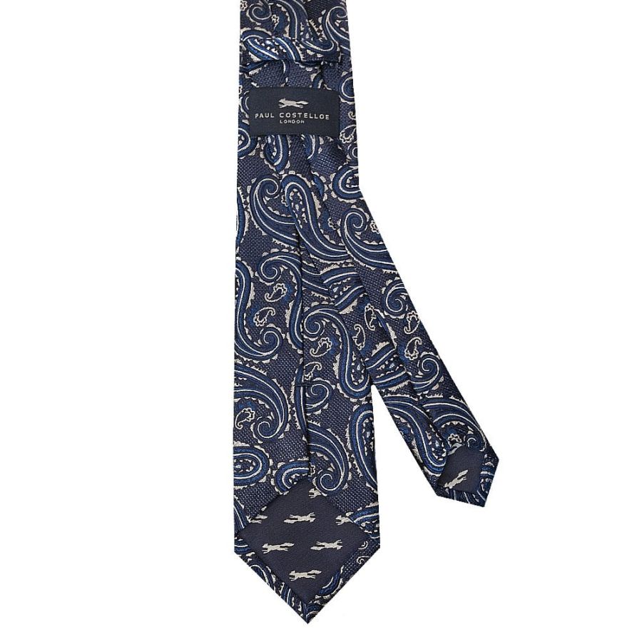 Navy Paisley Classic Men's Silk Tie