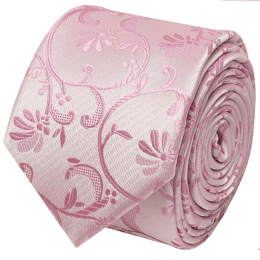 Dusty Pink Floral Skinny Men's Tie