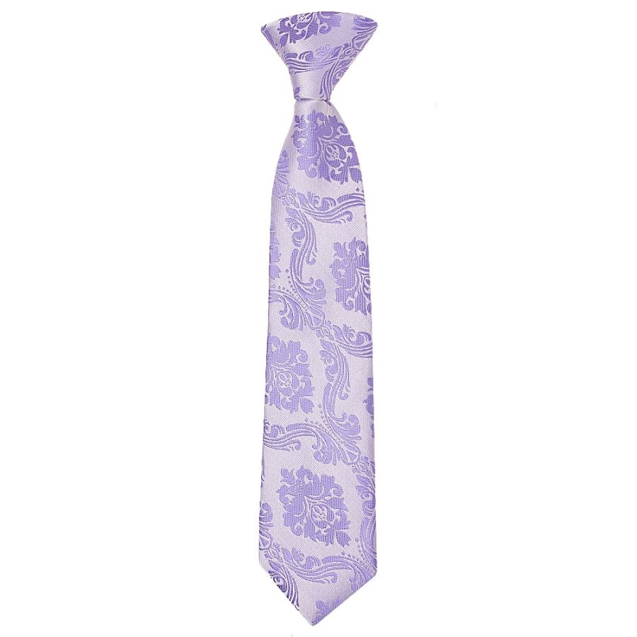 Pre Tied Lilac Paisley Boys Tie Age 4-7