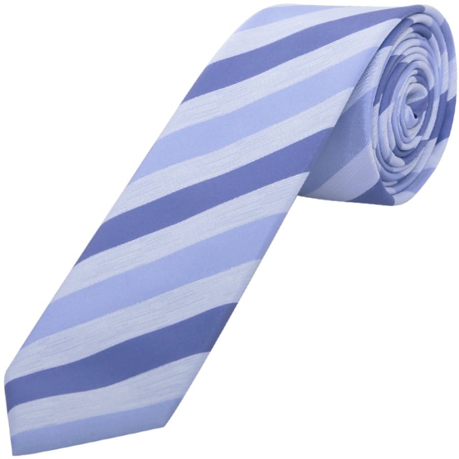 Light Blue Striped Skinny Men's Tie