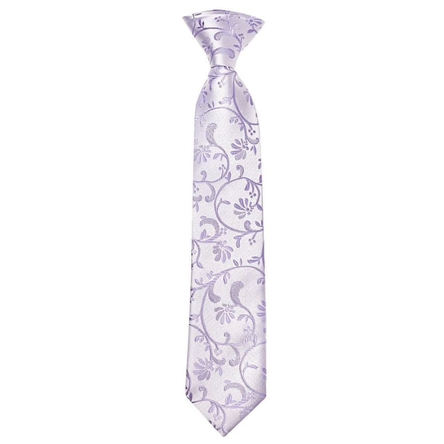 Pre Tied Lavender Floral Boys Tie Age 4-7