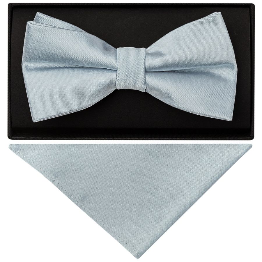 Plain Duck Egg Handmade Mens Bow Tie and Pocket Square