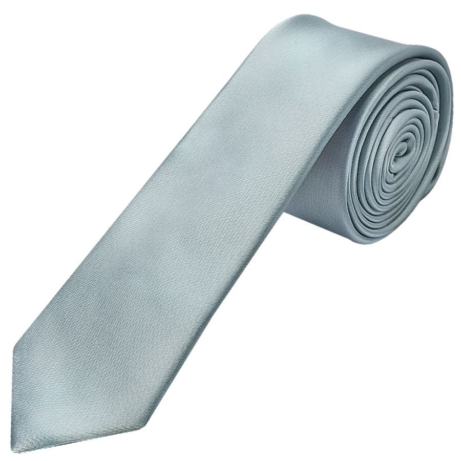 Plain Duck Egg Boys Satin Skinny Tie and Pocket Square Set