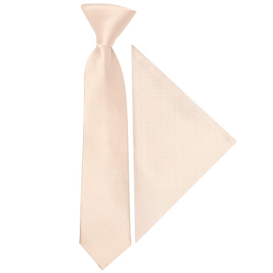 Pre Tied Blush Satin Boys Tie and Pocket Square Set Age 4-7