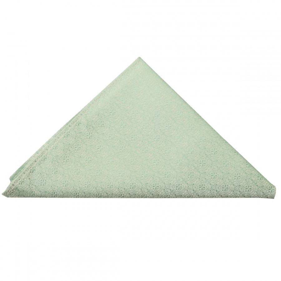 Green Self Floral Textured Silk Pocket Square