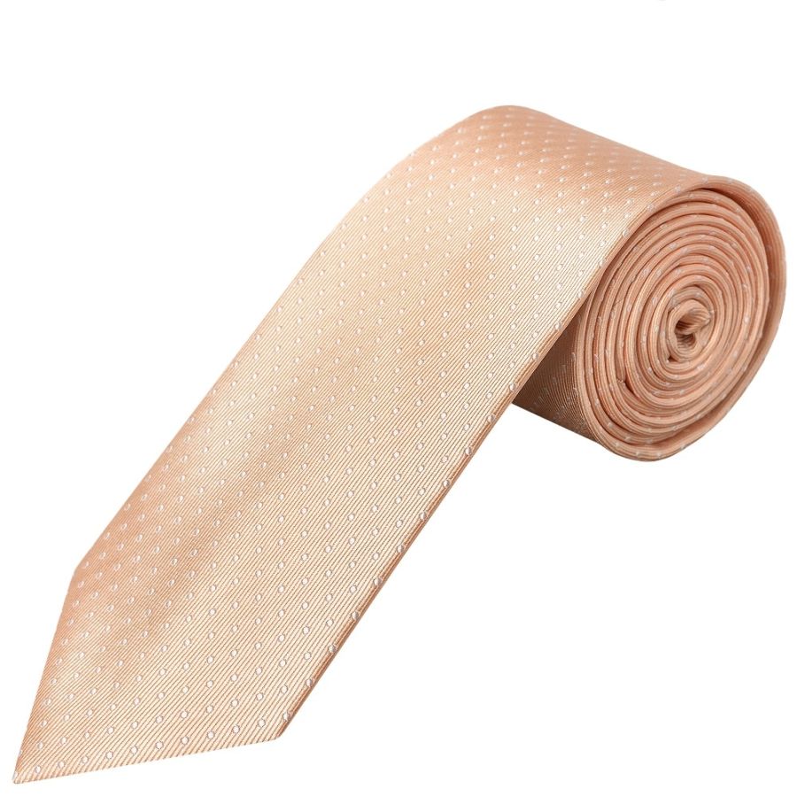 END OF SEASON Peach and White Polka Dot Classic Men's Tie