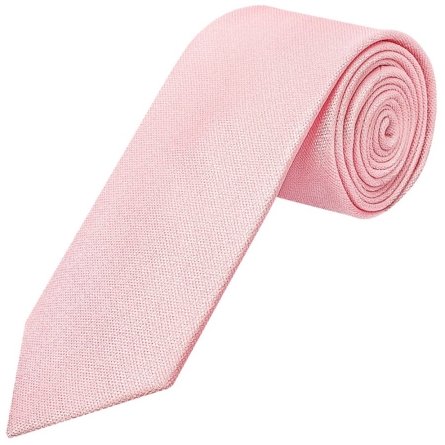 Classic Pink Mens Tie with Pocket Square and Lapel Pin Set