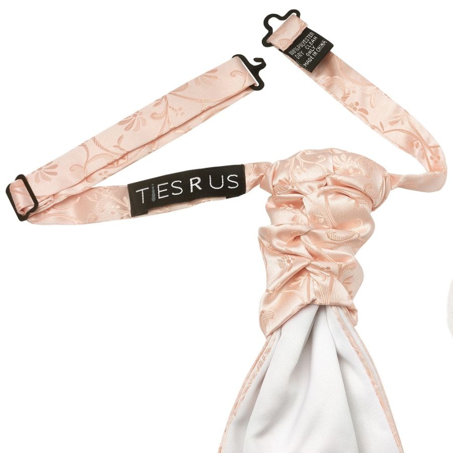 Light Peach Floral Men's Cravat Tie and Pocket Square Set