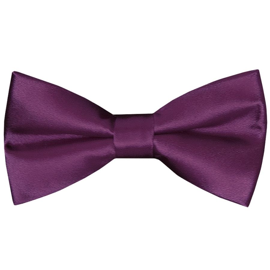 Pre Tied Plum Satin Boys Bow Tie Age 18 Months - 3 Years
