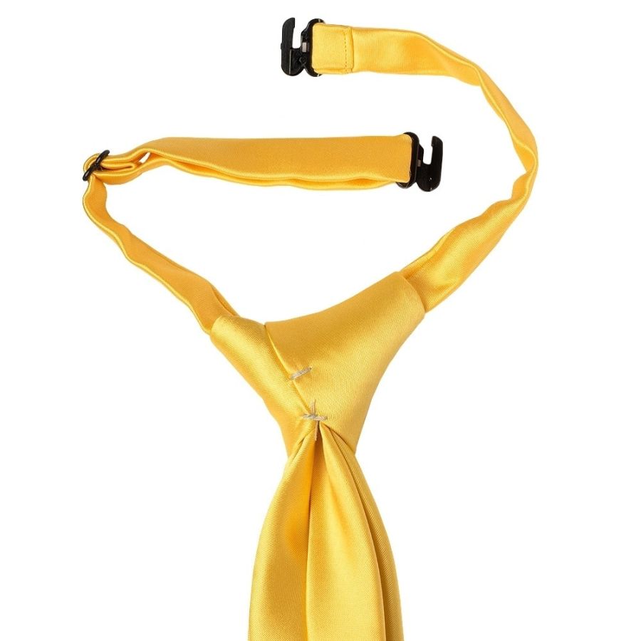 Pre Tied Yellow Gold Satin Boys Tie and Pocket Square Set Age 4-7