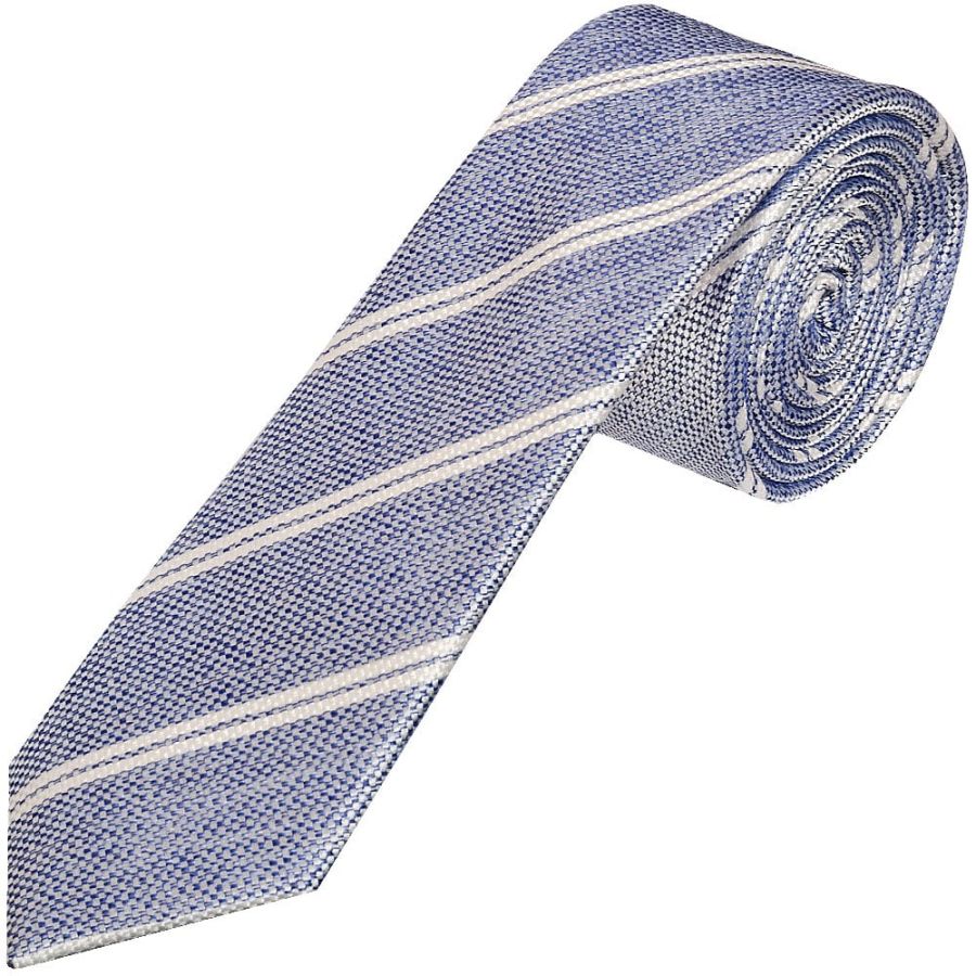 Light Blue Stripe Skinny Men's Silk Tie