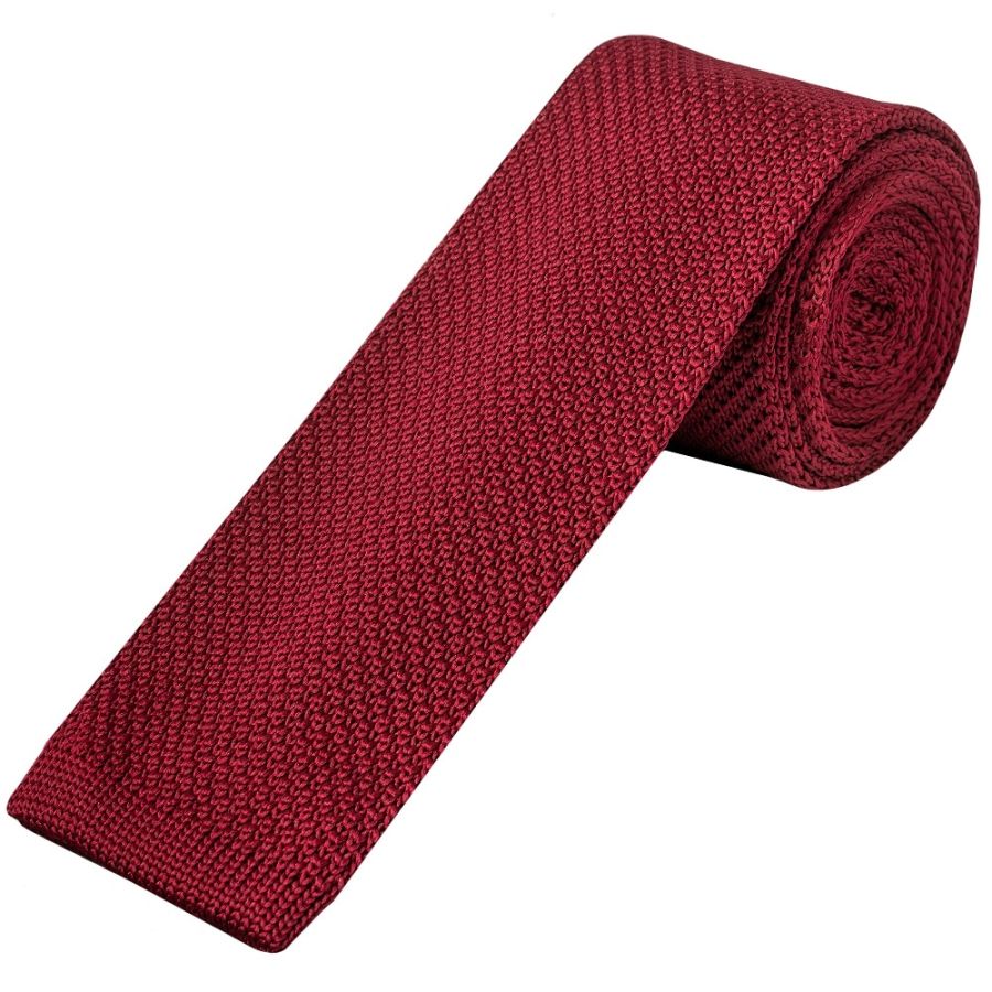 Red Wine Knitted Skinny Men's Tie
