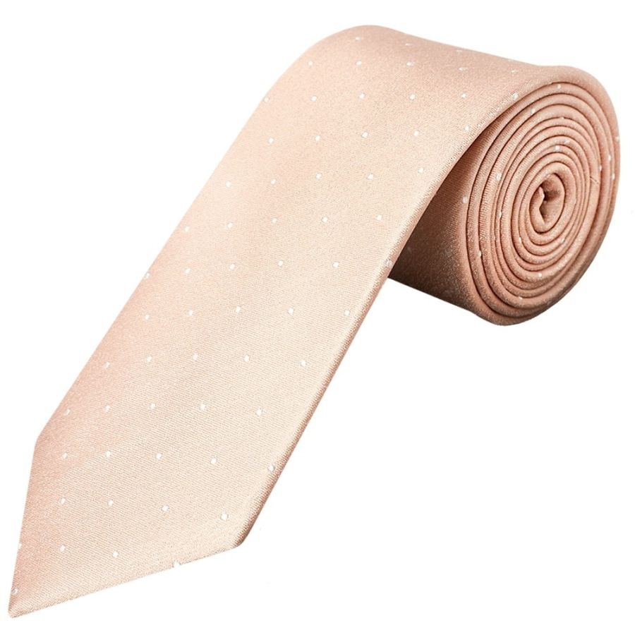Pink with White Spot Silk Classic Tie and Pocket Square Set