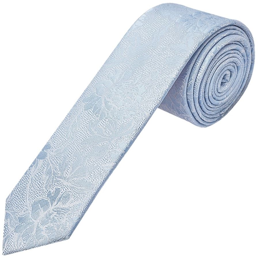 Blue Flower Skinny Men's Tie and Pocket Square Set