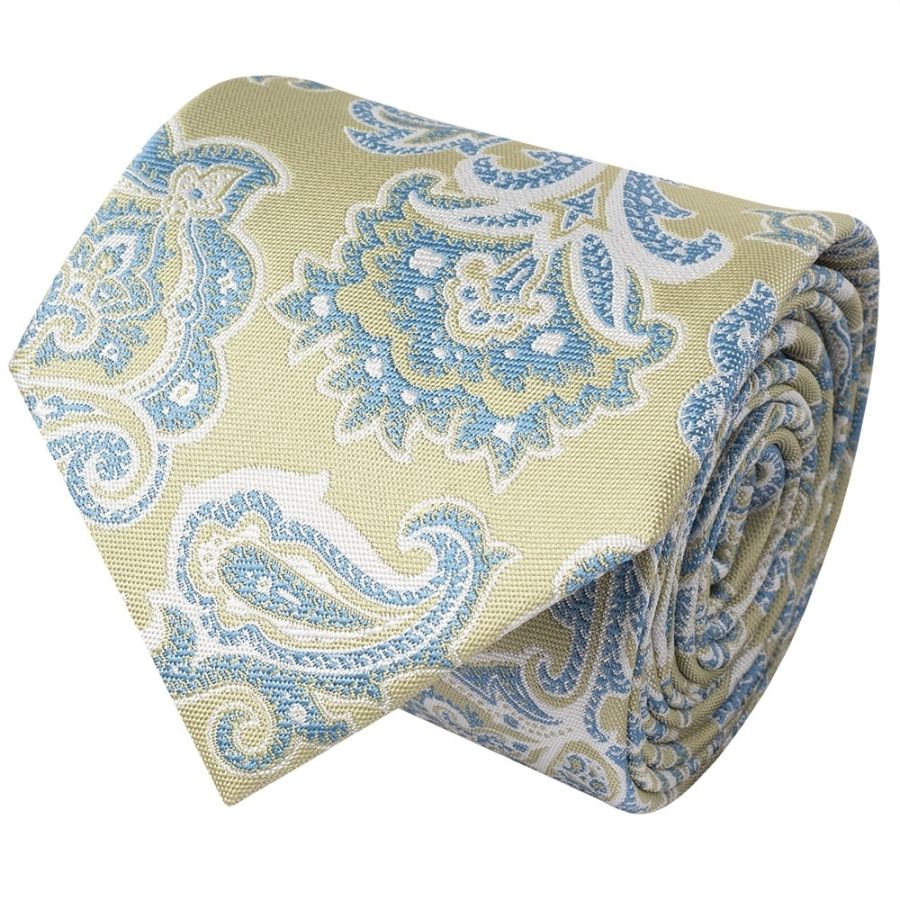 Green and Blue Paisley Classic Men's Tie and Pocket Square Set
