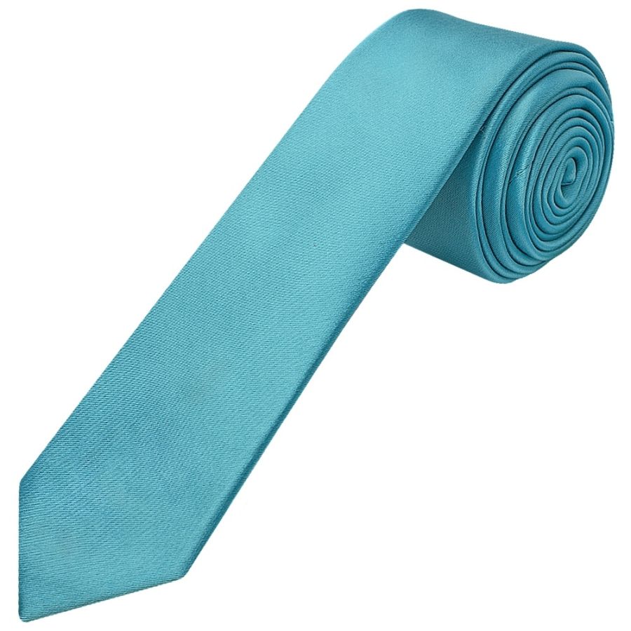 Turquoise Satin Skinny Boys Tie