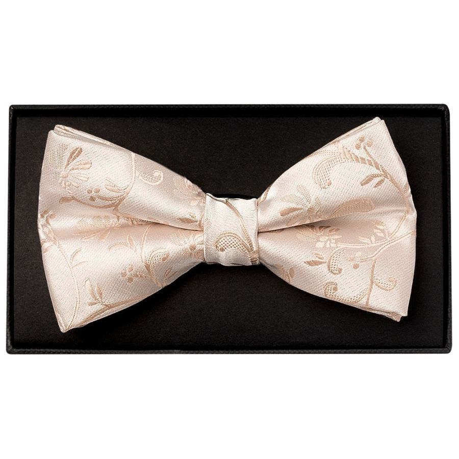 Nude Floral Handmade Mens Bow Tie and Pocket Square Set