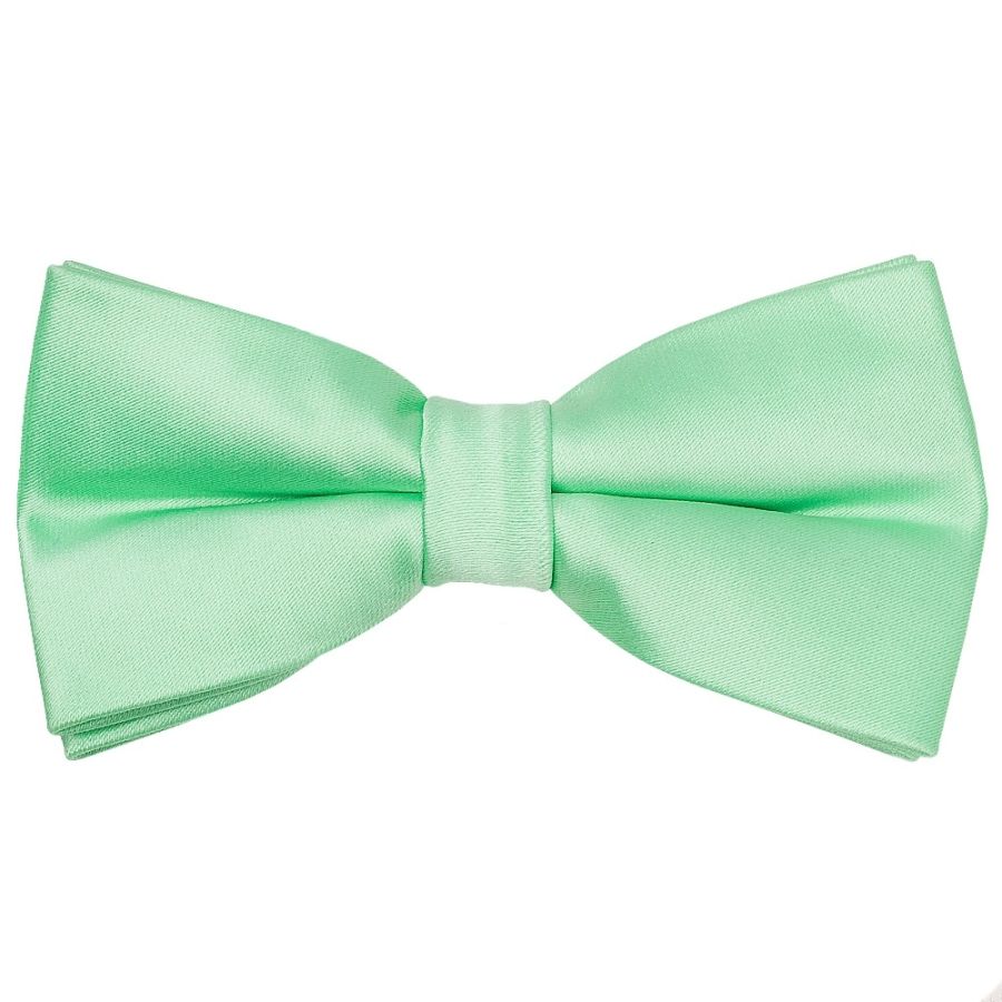 Pre Tied Plain Seafoam Green Satin Boys Bow Tie Age 8-11