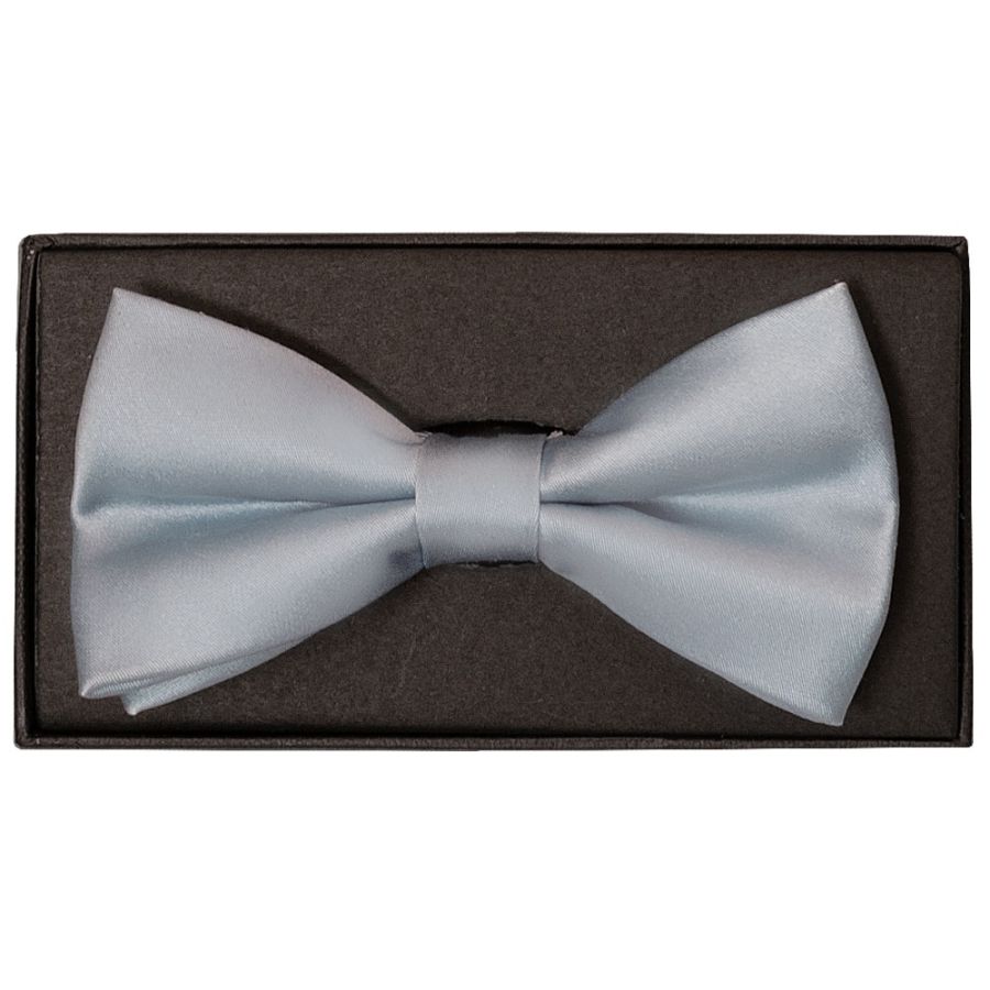 END OF SEASON STOCK Plain Light Blue Satin Silk Mens Bow Tie and Pocket Square Set