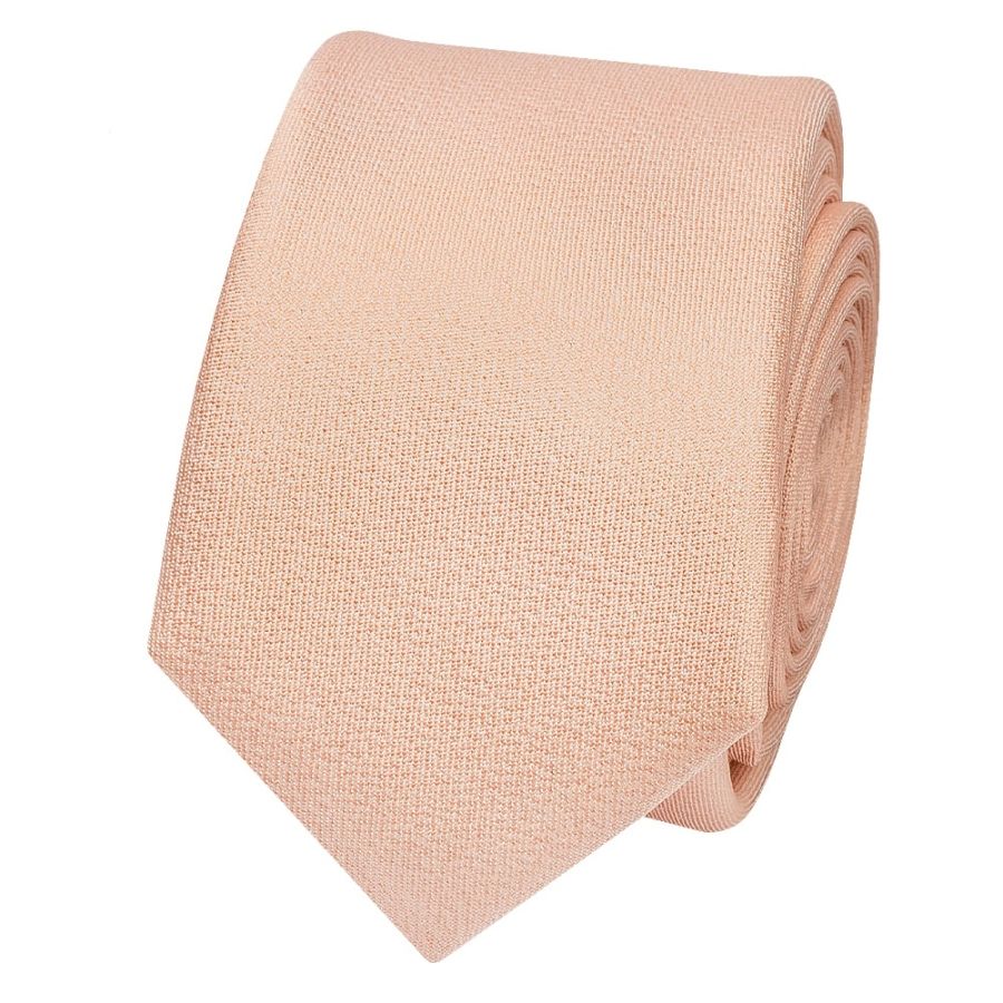 Plain Pale Peach Silk Skinny Boys Tie