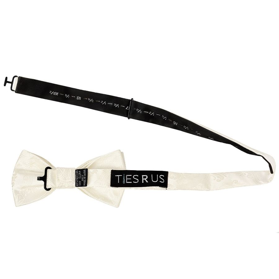 Ivory Paisley Handmade Mens Bow Tie